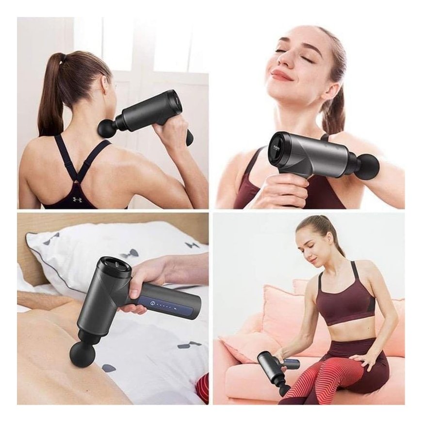 Riff FH-320 Portable Facial Muscle Massage Gun with 6 Levels Variable Vibration + 3 Nozzles Black – 4