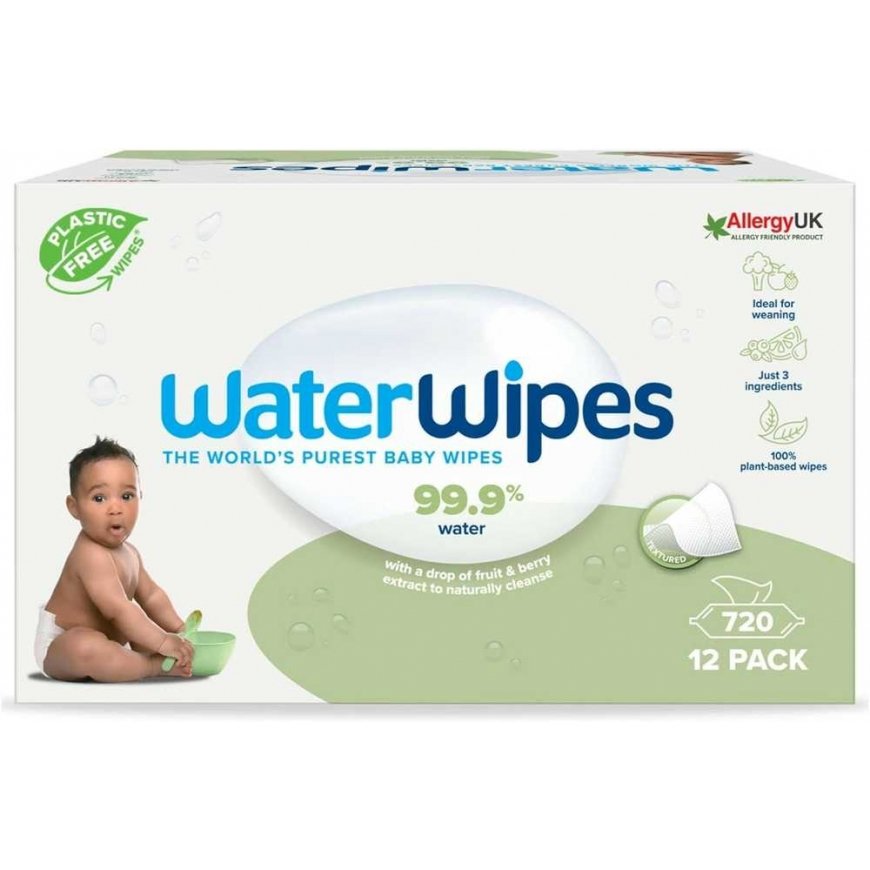 WATERWIPES BEKAVAPĖS DRĖGNOS SERVETĖLĖS 12 PAKUOČIŲ PO 60 VNT. SENSITIVE