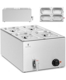 Royal Catering Elektrinis bemaras su kranu 4 x GN 1/4, 600 W