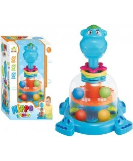 Lean Toys Hippopotamus Spinner with Balls for Babies Blue