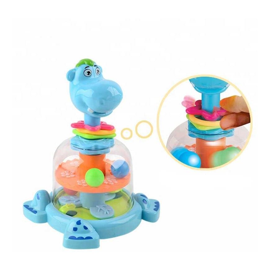 Lean Toys Hippopotamus Spinner with Balls for Babies Blue – 3