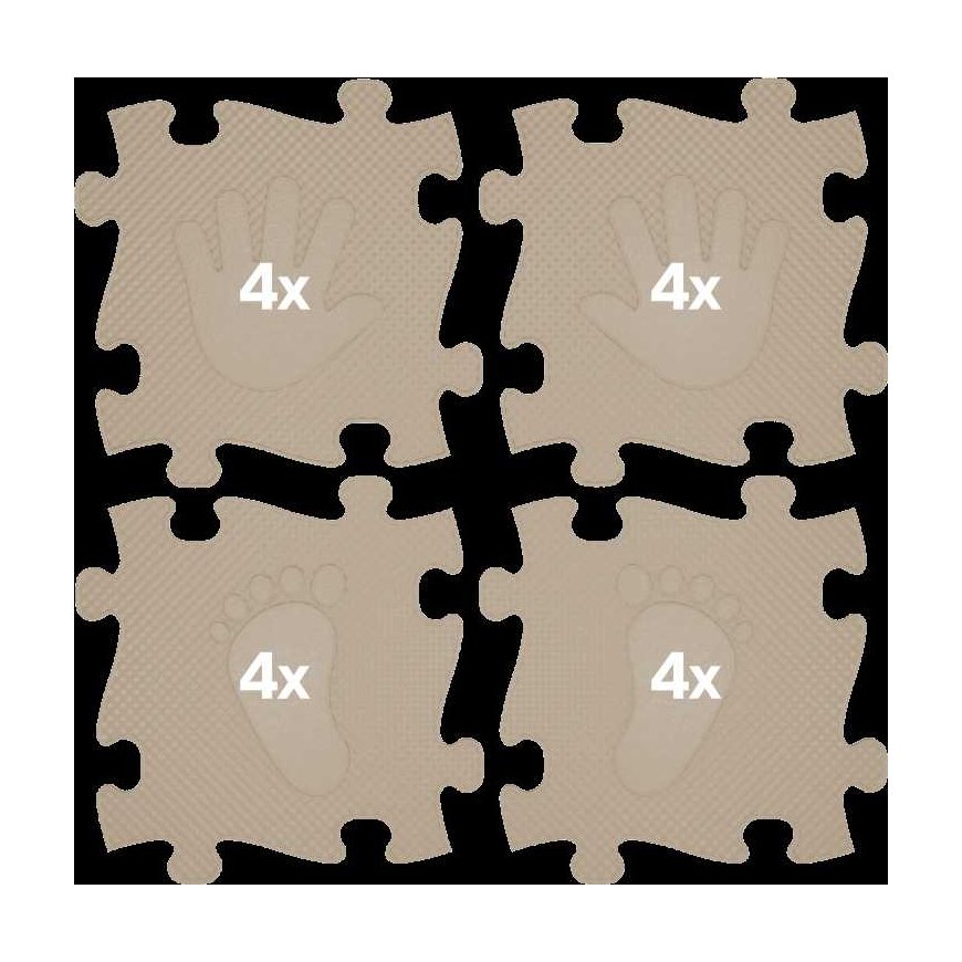 Woopie sensory mat orthopedic puzzle hands and feet 16 el. - beige color – 3