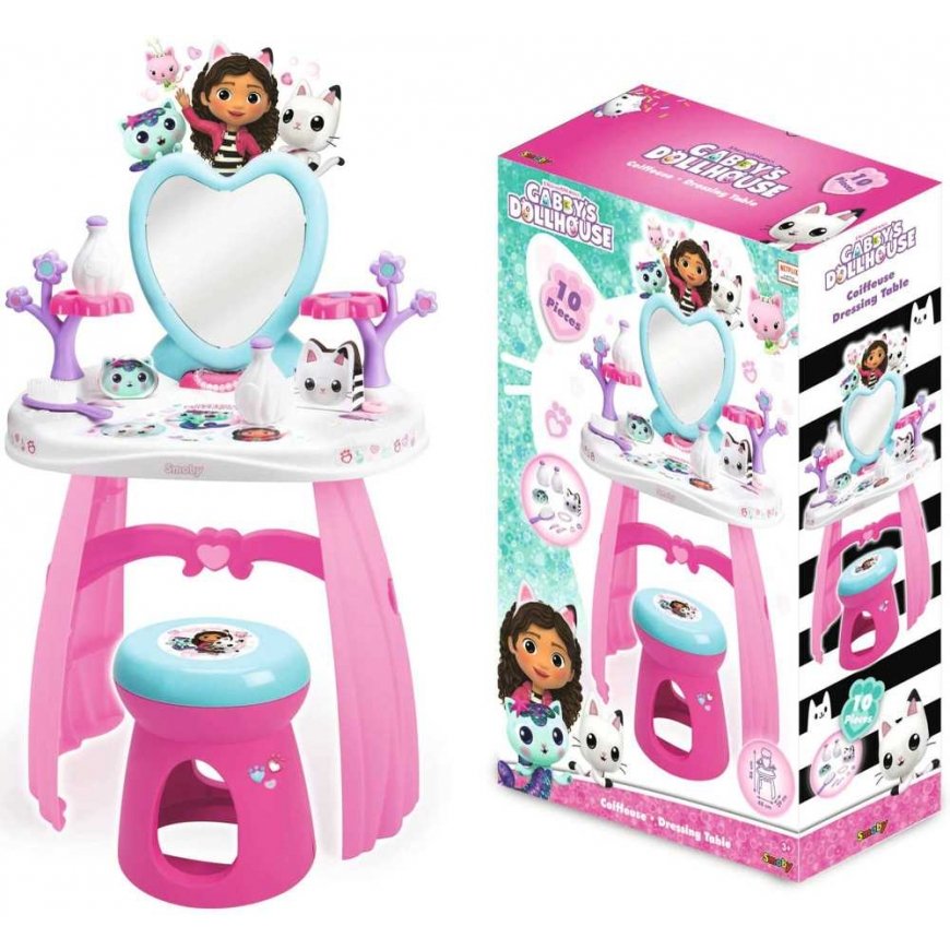 Smoby Koci Domek Gabi Duża Toaletka su lustrem i taboretem + 10 akcesoriów salon piękności – 4
