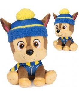 Psi Patrol Chase mascot przytulanka zimowy su czapkku i szalikiem Piesek Miękki pluszak 18 cm Gund Spin Master