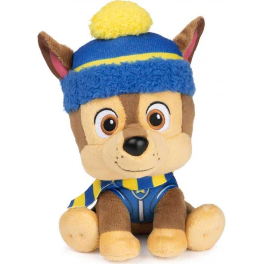 Psi Patrol Chase mascot przytulanka zimowy su czapkku i szalikiem Piesek Miękki pluszak 18 cm Gund Spin Master – 2