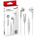 Genius HS-M365, headphones with microphone, white, 2.0, in-ear (in-ear type) headphones, USB Type-C
