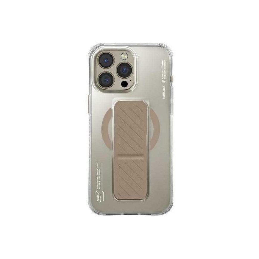 Skinarma Axon Apple iPhone 16 Pro Max 6.9" Magnetic Charging + Grip Stand dėklas telefonui šampano spalvos