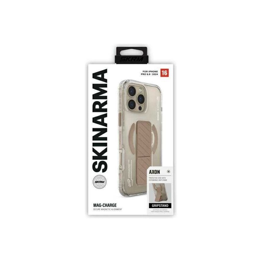 Skinarma Axon Apple iPhone 16 Pro Max 6.9" Magnetic Charging + Grip Stand dėklas telefonui šampano spalvos – 4