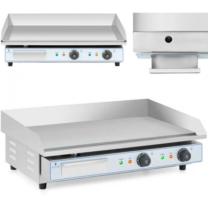 Royal Catering Double grill plate, smooth, 730 x 400 mm, 2 x 2200 W