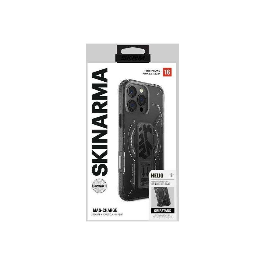 Skinarma Helio Apple iPhone 16 Pro Max 6.9" Magnetic Charging + Grip Stand phone case in black color – 4