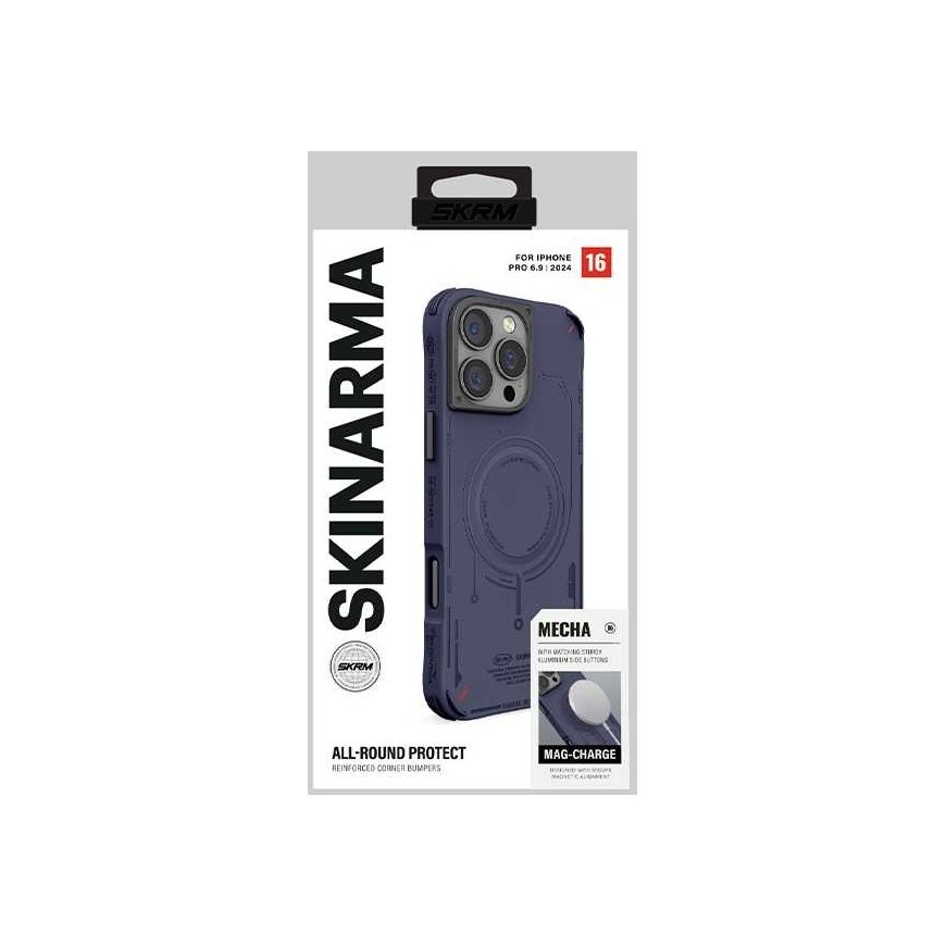 Skinarma Mecha Apple iPhone 16 Pro Max 6.9" Magnetic Charging dėklas telefonui mėlynos spalvos – 3