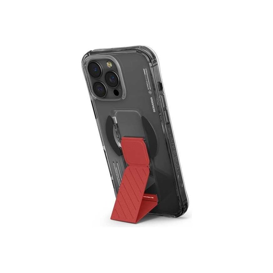 Skinarma Axon Apple iPhone 16 Pro Max 6.9" Magnetic Charging + Grip Stand phone case in black color – 3