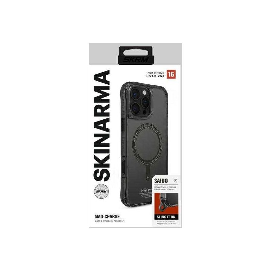Skinarma Saido Apple iPhone 16 Pro Max 6.9" Magnetic Charging phone case in black color