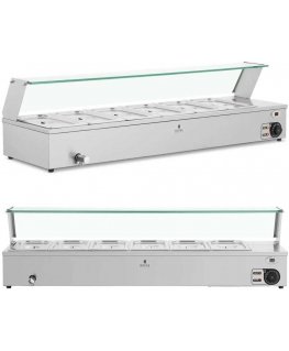 Royal Catering Bufeto šildytuvas su stikline apsauga, 6 GN 1/3 talpos, 2100 W