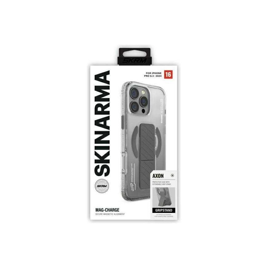 Dėklas Skinarma Axon Apple iPhone 16 Pro 6.3" Magnetic Charging + Grip Stand titanium – 2