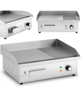 Royal Catering Electric grill plate with smooth and ribbed surface, 3000 W