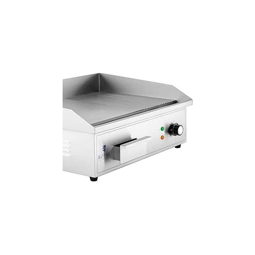 Royal Catering Electric grill plate with smooth and ribbed surface, 3000 W – 3