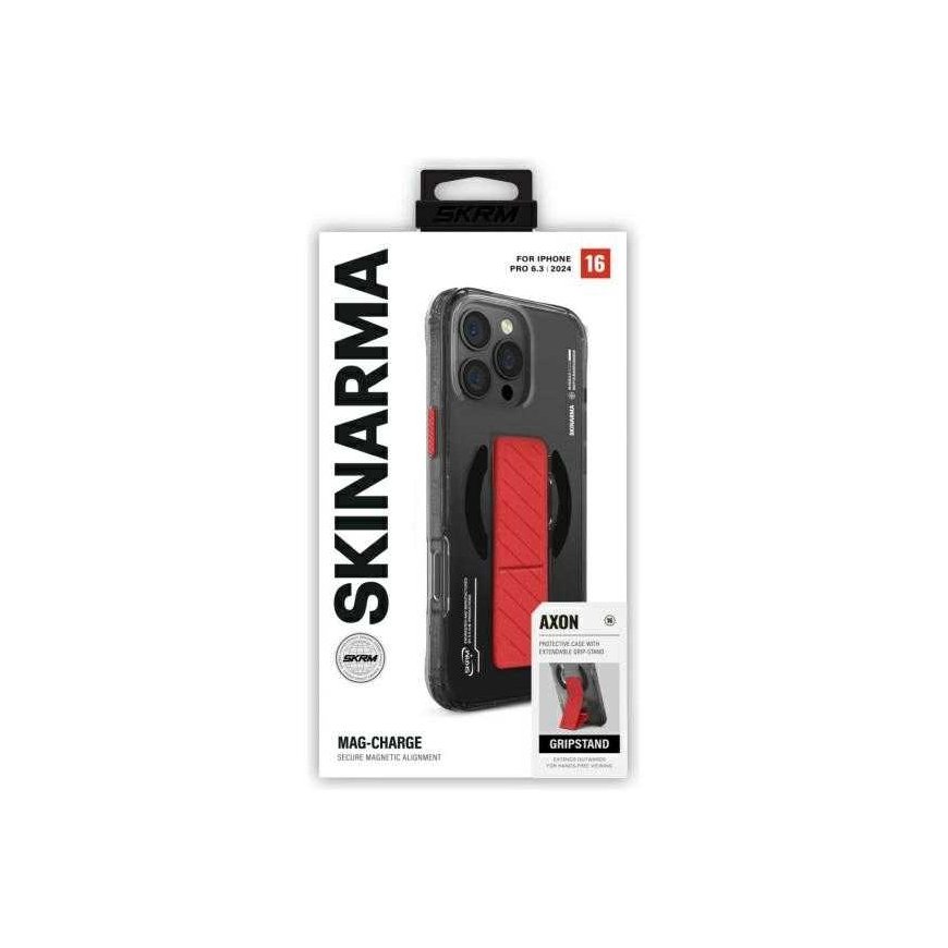 Skinarma Axon Apple iPhone 16 Pro 6.3" Magnetic Charging + Grip Stand dėklas telefonui juodos spalvos – 4