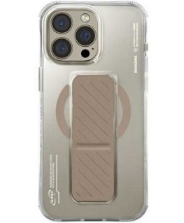 Skinarma Axon Apple iPhone 16 Pro 6.3" Magnetic Charging + Grip Stand phone case, champagne color