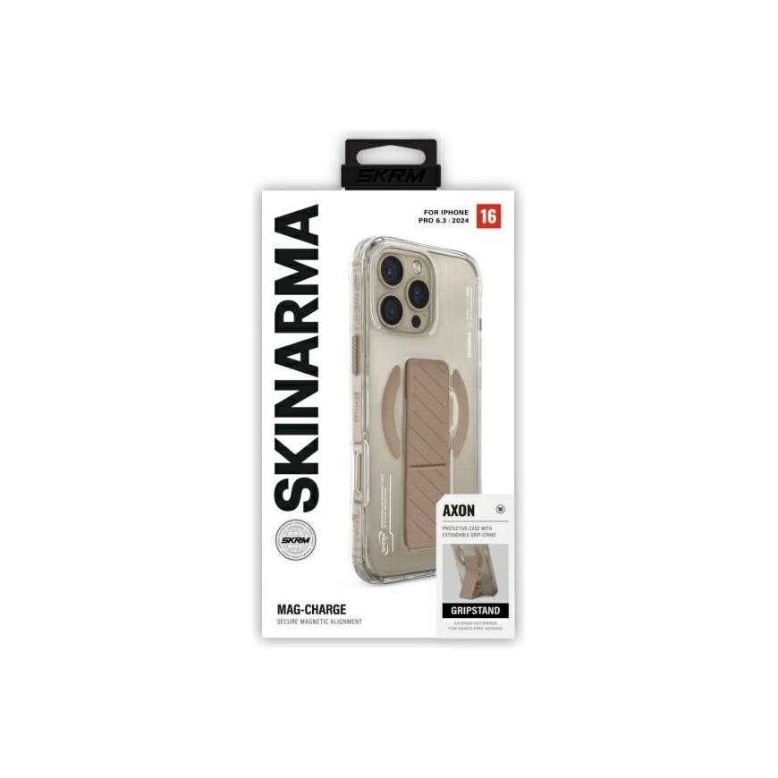 Skinarma Axon Apple iPhone 16 Pro 6.3" Magnetic Charging + Grip Stand phone case, champagne color – 4