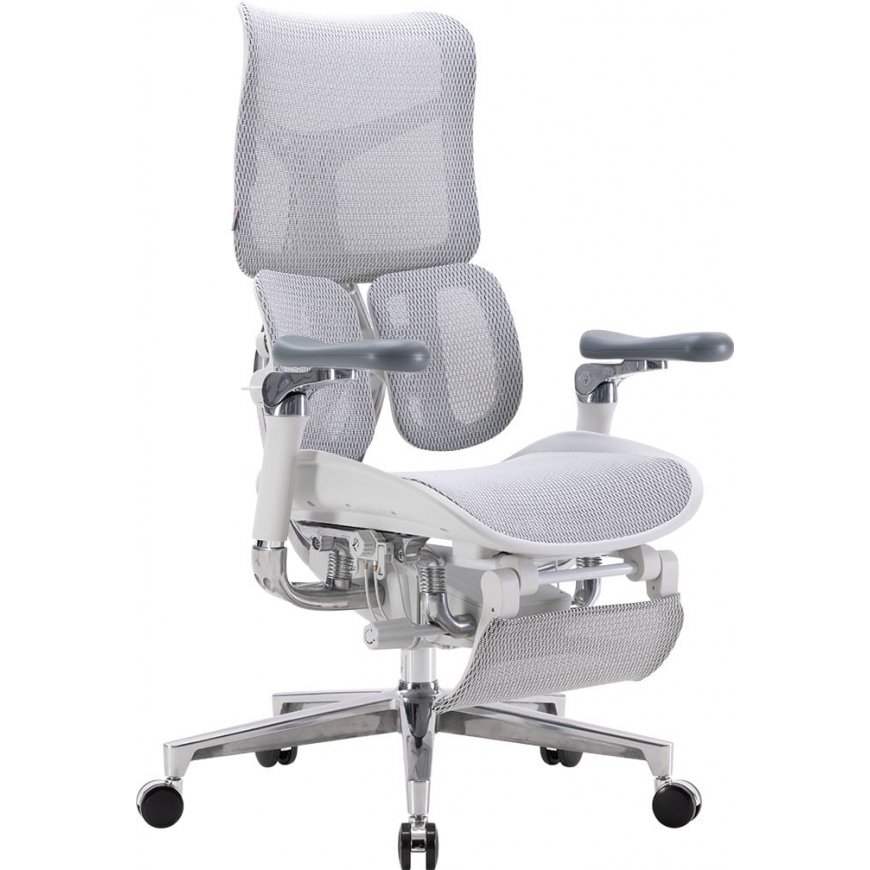 Sihoo Doro S300 -ergonominen toimistuoli jalkatuella, valkoinen – 4