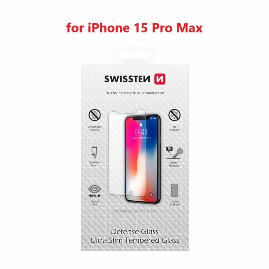 Swissten Ultra Slim Tempered Glass for Apple iPhone 15 Pro Max