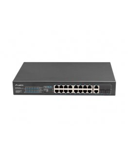 Lanberg RSFE-16P-2C-250 tīkla pārslēgs Nepārvaldīts Gigabit Ethernet (10/100/1000) Power over Ethernet (PoE) 1U Melns