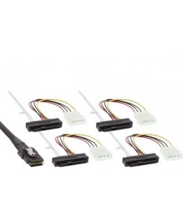 InLine Mini SAS - 4x SAS SFF-8482 + Power cable, 0.75 m, black