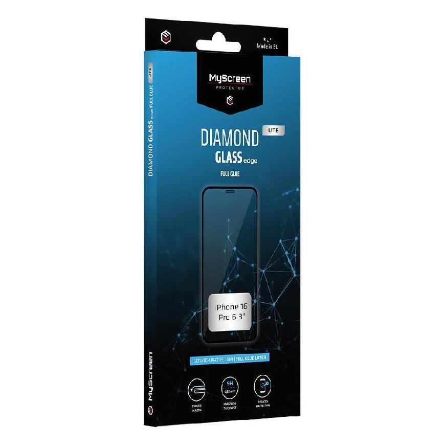 MyScreen Diamond Glass Lite Edge Full Glue Black do Apple iPhone 16 Pro