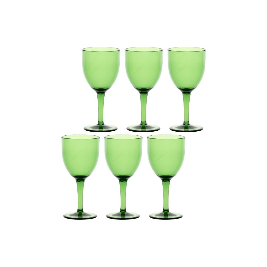 ROSE&TULIPANI FIABA Set of 6 Acrylic Wine Glasses 400 ml, Green
