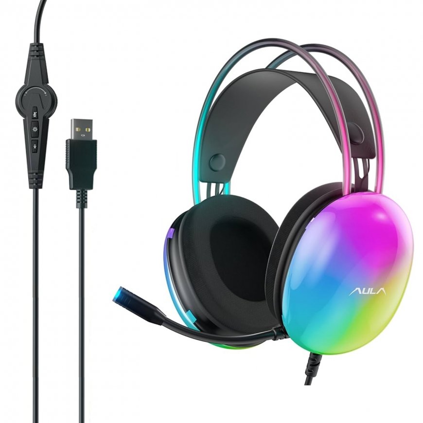 Aula S505 RGB Light Gaming Headset 50mm drivers 2.1m USB2.0 HD a
