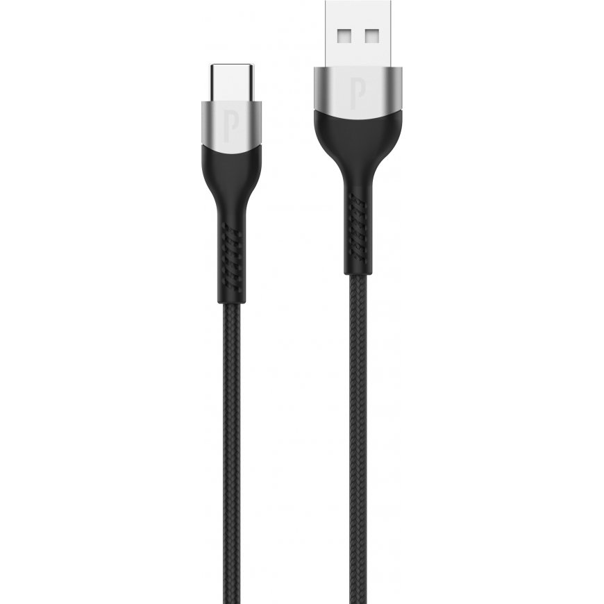Profinity USB-C - USB-A -latauskaapeli, 2 m, musta