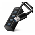 HUE-M1AL Hub 4-portowy Mini metalowy USB 3.2 Gen 1, 1.2m USB-A kabel HUE-M1AL Hub 4-portowy Mini metalowy USB 3.2 Gen 1, 1.2m USB-A kabel