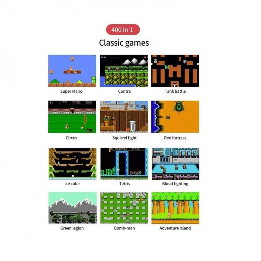 GameBox R1 8bit Portable Retro Game console with 400 games 3'' L – 4