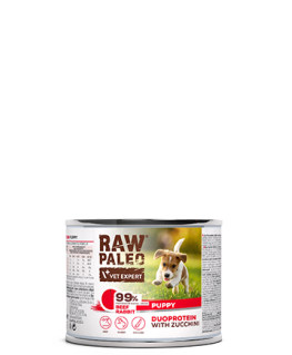 RAW PALEO Duoprotein Beef & Rabbit Puppy - mitrā suņu barība - 200g
