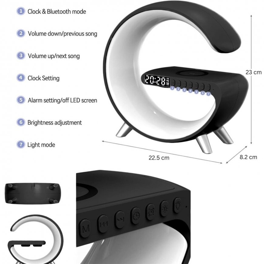 Elight G1 15W Bezvadu lādētājs Galda Modinātājs RGB Nakts Lampa – 2