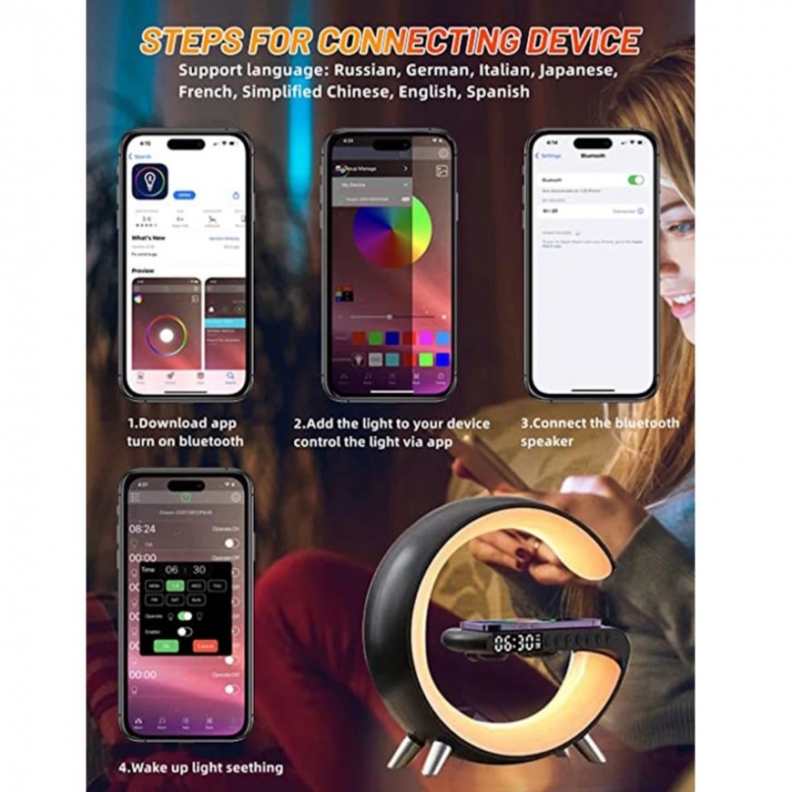 Elight G1 15W Wireless charger Desk Alarm Clock RGB Night Lamp & – 4