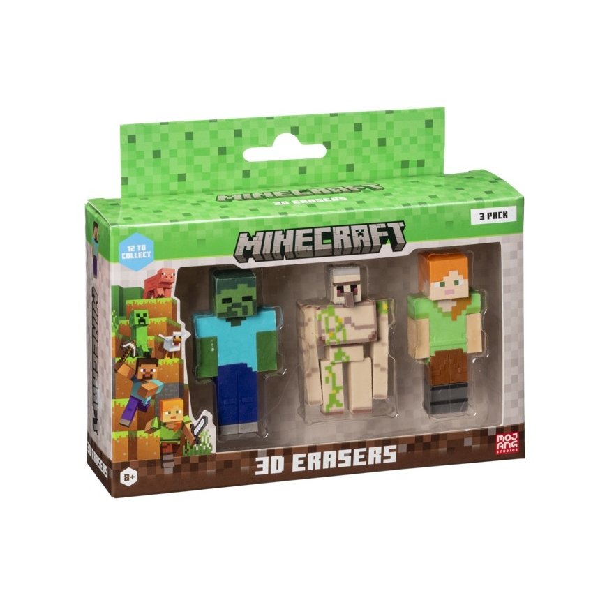 MINECRAFT 3D ERASERS - 3 PACK VER.C