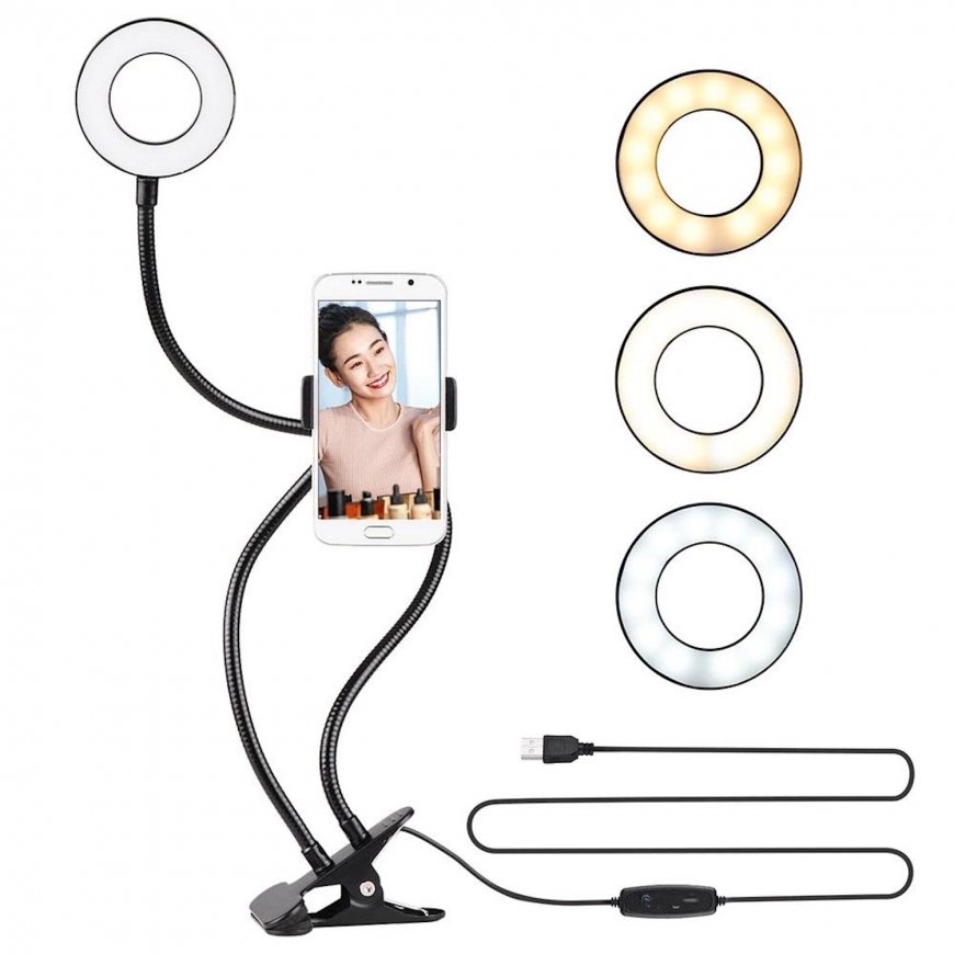 Elight TF Desk Clip Live Stream Selfie 11cm Ring LED Light Flash