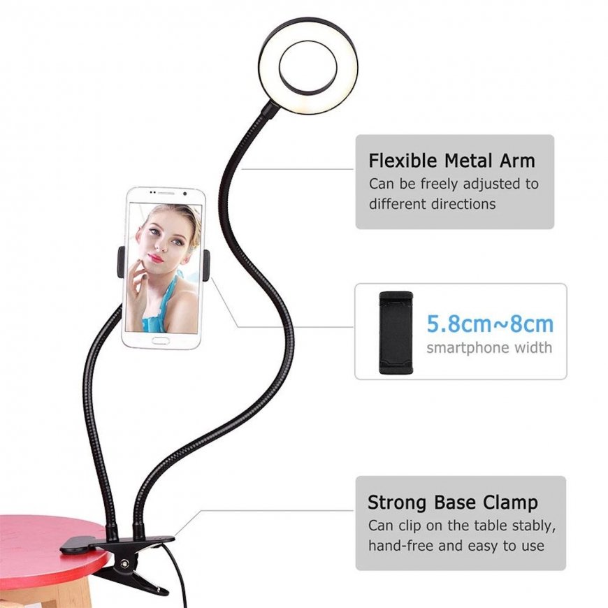 Elight TF Desk Clip Live Stream Selfie 11cm Ring LED Light Flash – 3