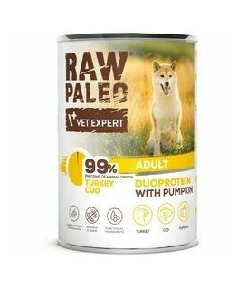 RAW PALEO Duoprotein Turkey & Cod Adult - wet dog food - 400g