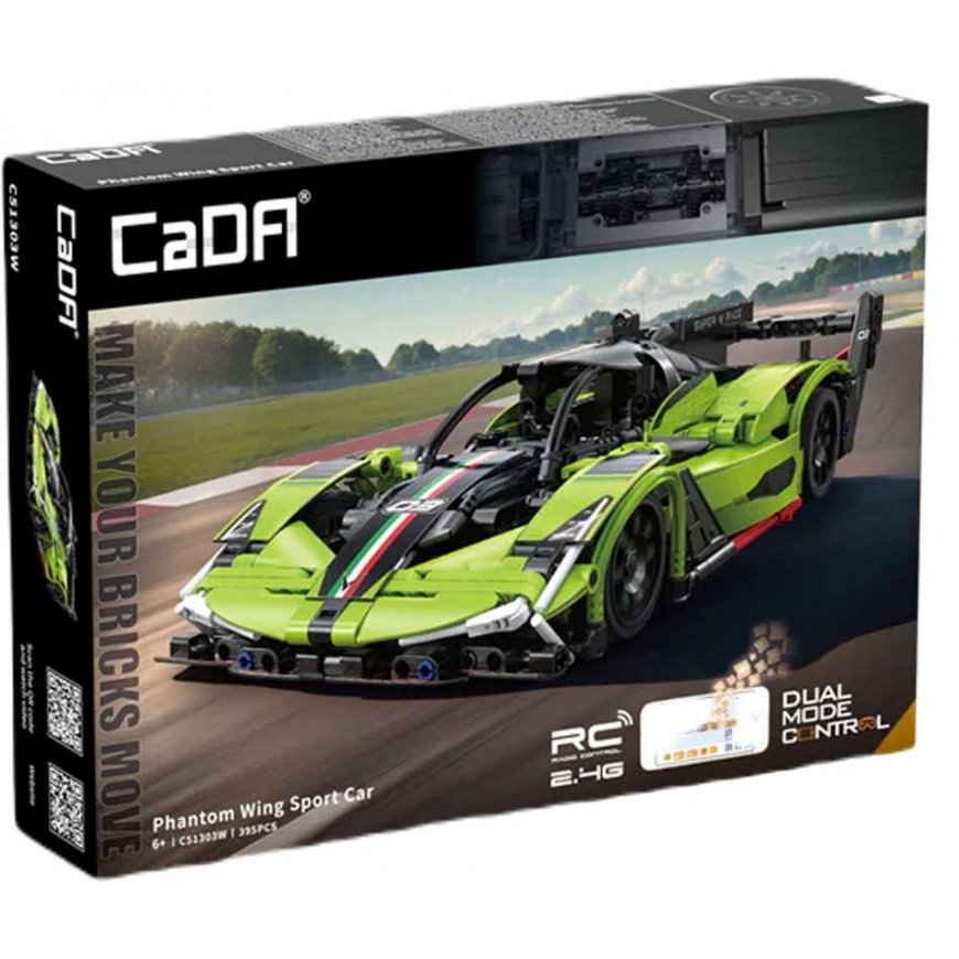 Klocki konstrukcyjne CaDA Zdalnie sterowany samochod rycszysnowy with disc device RC sportowe green Chassis Phantom Wing Wyścigó – 4