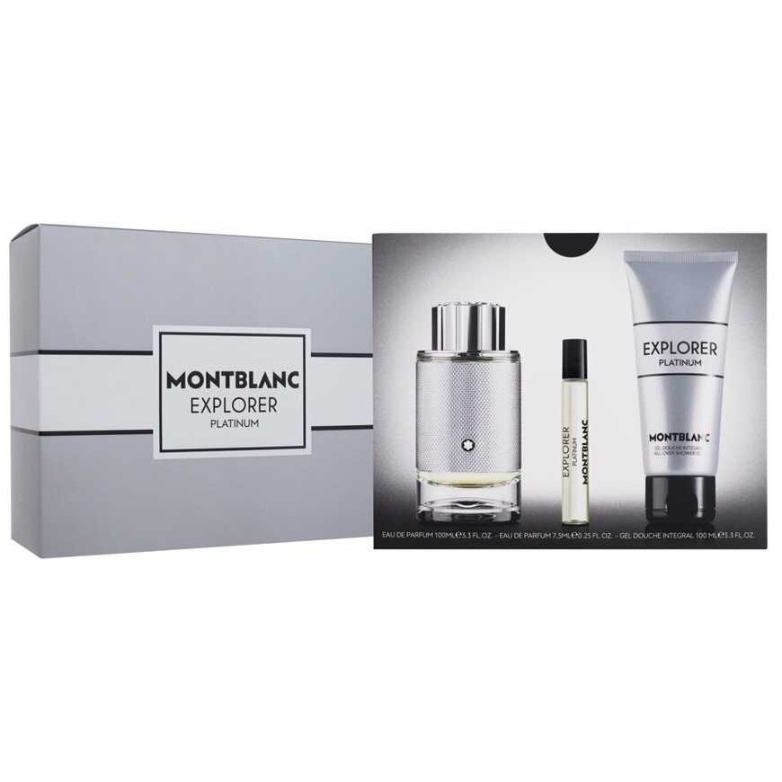 Mont Blanc Montblanc Explorer Platinum 100ml EDP 100 ml + Shower Gel 100 ml + EDP 7.5 ml Perfume Men EDP Set – 2