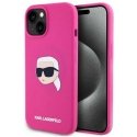 Karl Lagerfeld KLHMP15SSKHPPLF Apple iPhone 15 6.1" dėklas telefonui fuksijos spalvos silikoninis Karl Head Print MagSafe