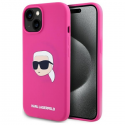 Karl Lagerfeld KLHMP15SSKHPPLF Apple iPhone 15 6.1" case fuchsia silicone Karl Head Print MagSafe