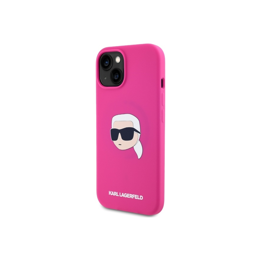 Karl Lagerfeld KLHMP15SSKHPPLF Apple iPhone 15 6.1" case fuchsia silicone Karl Head Print MagSafe – 3