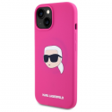 Karl Lagerfeld KLHMP15SSKHPPLF Apple iPhone 15 6.1" dėklas telefonui fuksijos spalvos silikoninis Karl Head Print MagSafe