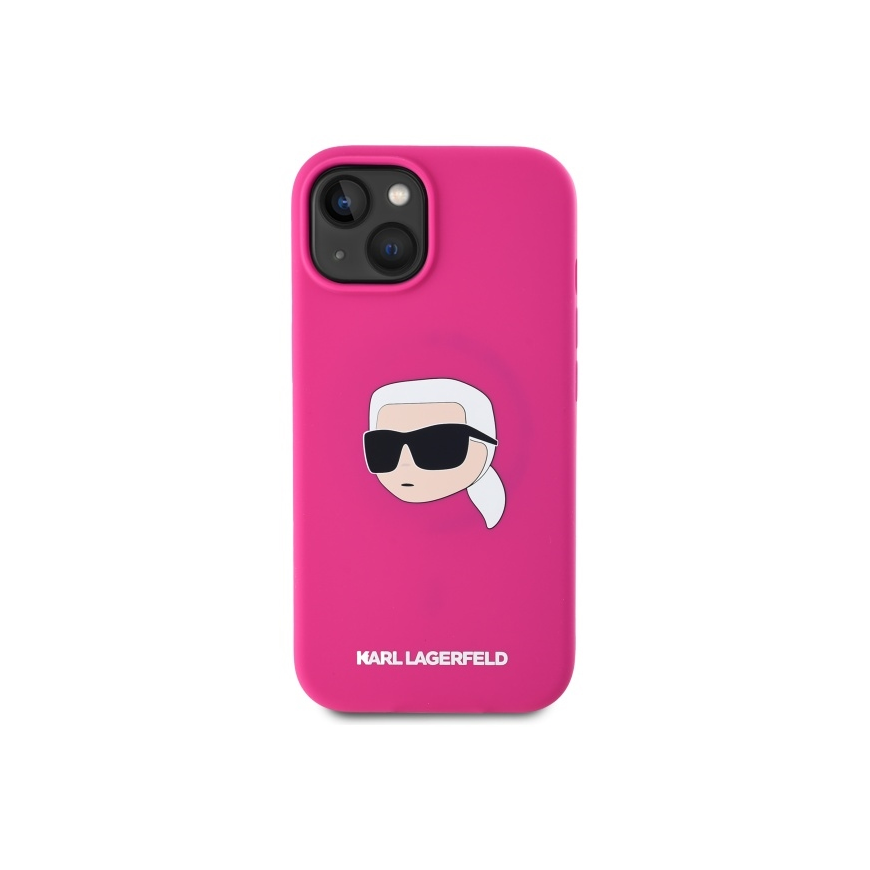 Karl Lagerfeld KLHMP15SSKHPPLF Apple iPhone 15 6.1" case fuchsia silicone Karl Head Print MagSafe – 4