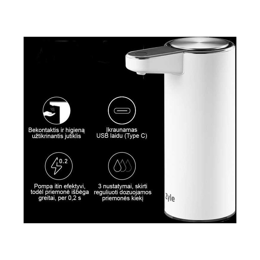 Bekontaktis skysto muilo dozatorius Zyle ZY6188MW, baltas – 5