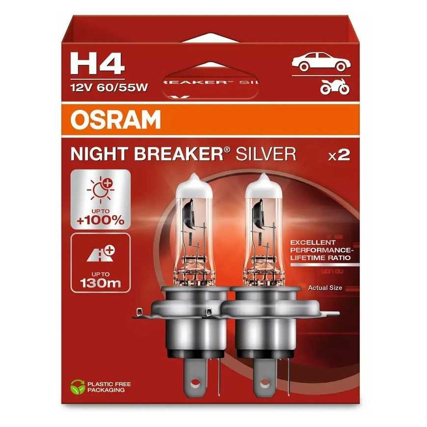 Osram Night Breaker Sidabrinis - H4 Car Bulbs
